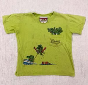 Vintage Kids XS Green Alligator Graphic Pocket Tee Cotton